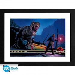 Poster Encadré Jurassic Park Alan Grant Vs T-Rex 30x40