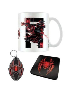 Set Marvel Spider-Man Miles Morales Web Glitch Mug + Sous-Verre + Porte-Clés  