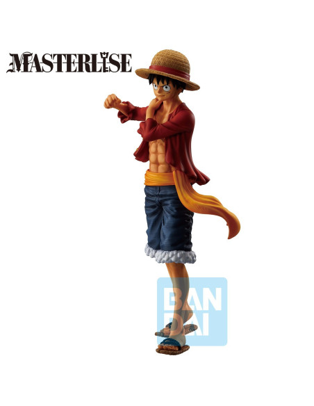 Figurine Luffy de profil, montrant les détails de sa pose et de ses vêtements.