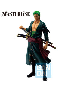 Figurine Masterlise Roronoa Zoro de One Piece, posant avec ses trois sabres.