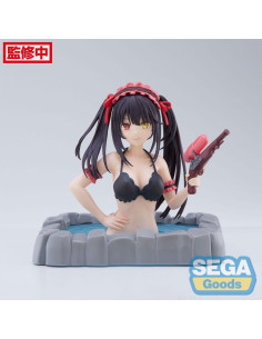 Figurine Kurumi Tokisaki Thermae Utopia de face, avec son maillot de bain et son pistolet à eau, dans une source thermal