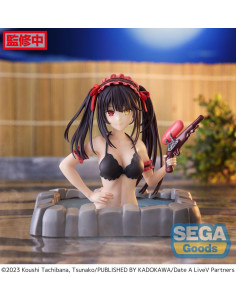 Figurine Kurumi Tokisaki Thermae Utopia de face, avec son maillot de bain et son pistolet à eau, dans une source thermal 2