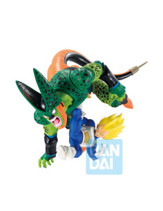 Figurine dynamique Ichibansho Dragon Ball Z Vegeta Super Saiyan VS Cell forme parfaite en plein combat