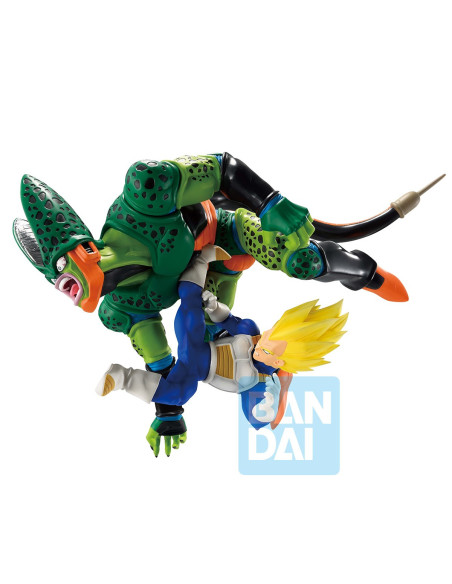 Vue de côté de la figurine montrant l'interaction entre Vegeta et Cell