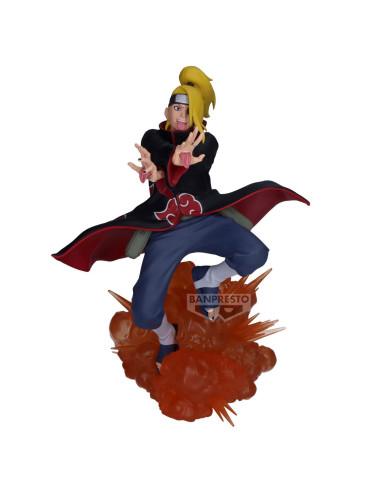 Figurine Deidara de face sur fond blanc , permettant de voir l'explosion qui sert de socle