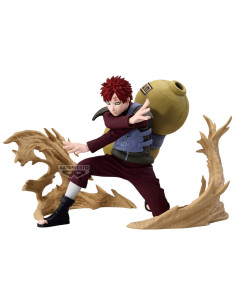 Figurine de Gaara Vibration Stars Plus de face, en posture de combat , visuel incluant un fond Vibration Stars 2