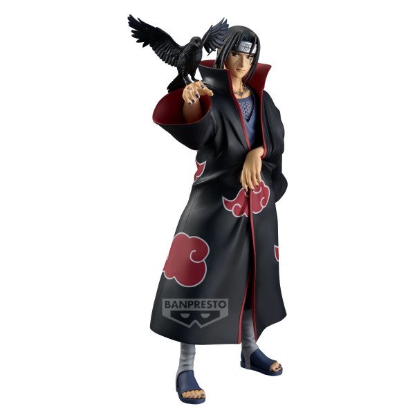 Détail du corbeau et de la main de la figurine Itachi Uchiha Grandista Special Edition Banpresto, symbole du genjutsu