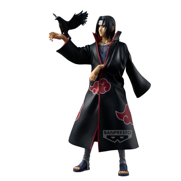 Vue de profil droit de la figurine Itachi Uchiha Grandista Special Edition Banpresto avec détails du visage et de la coiffure