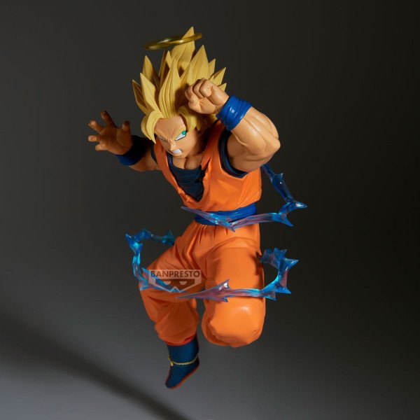 Gros plan sur le visage de Goku SSJ2 et son auréole, gamme Match Makers Banpresto