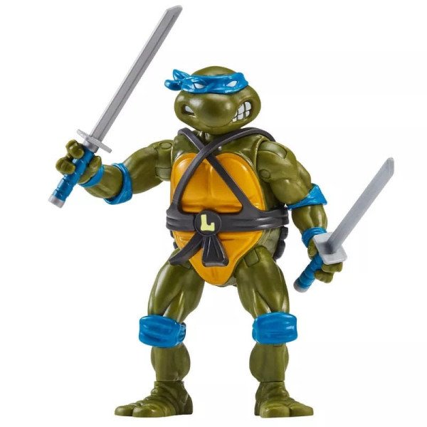 Focus sur la figurine de Leonardo avec ces accessoires