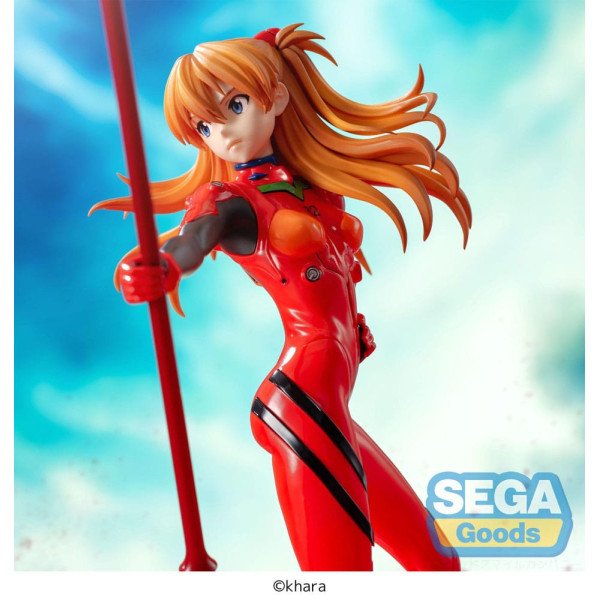 Zoom visage et Lance de Longinus figurine Asuka Shikinami Langley
