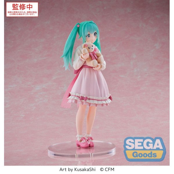 Hatsune Miku figurine SEGA profil droit - Cheveux turquoise et accessoires roses