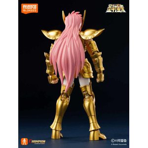 Figurine de collection Aquarius Camus Saint Seiya Blokees Champion Class présentée de face avec détails de l’armure d’or. 2