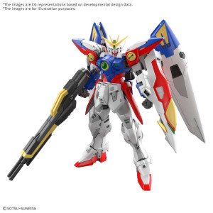 Figurine de collection Wing Gundam Zero Gundam Wing par Bandai RG 1/144 en pose de combat aérien avec Wing Binder. 2