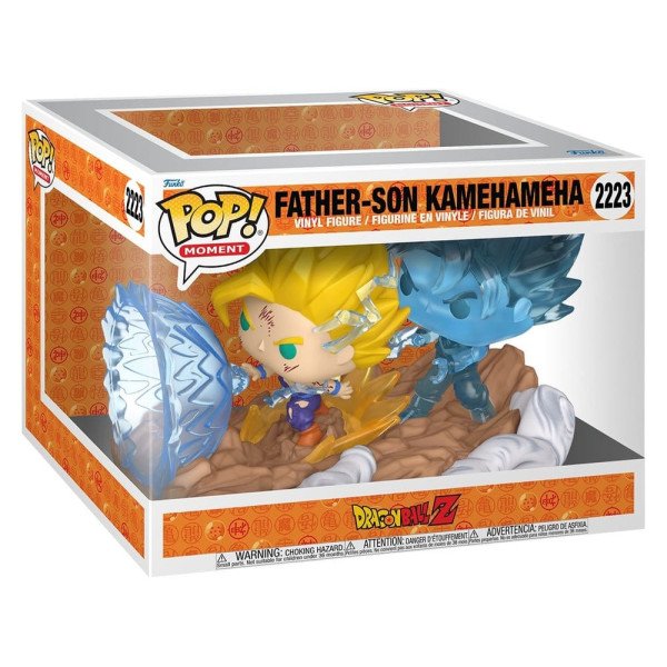 Figurine Dragon Ball Z POP Moments Father Son Kamehameha Funko présentée dans sa boîte vitrine