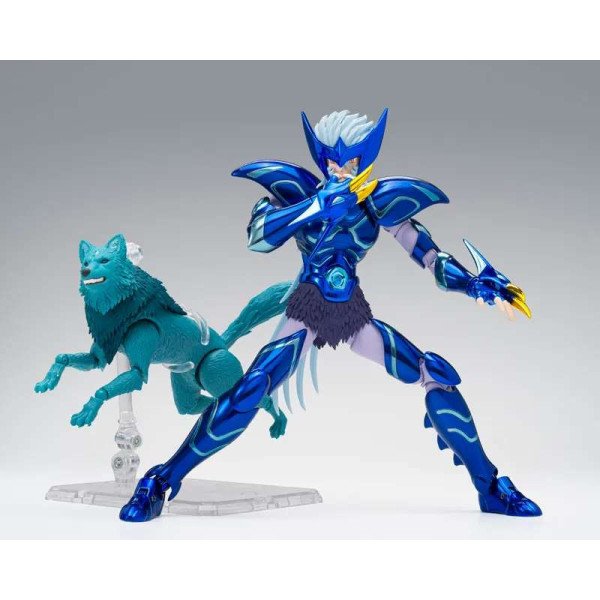 Figurine Saint Cloth Myth EX Epsilon Alioth Fenrir par Bandai en pose offensive emblématique de Saint Seiya.