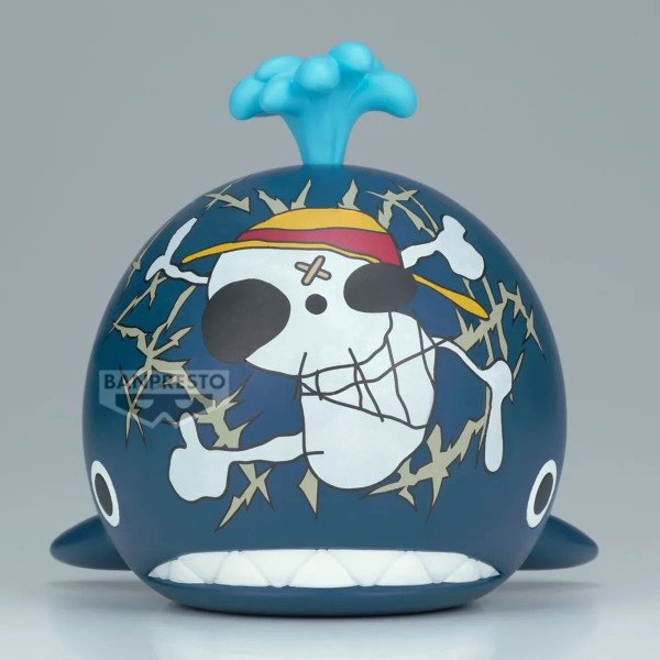 Figurine Laboon Big Sofvimates One Piece Banpresto vue de face avec le Jolly Roger dessiné sur le front.