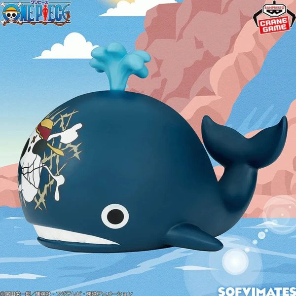 Visuel officiel figurine Laboon Big Sofvimates One Piece Banpresto avec décor marin illustré et logo licence.