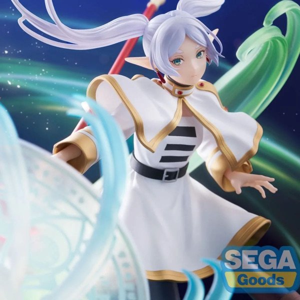 Gros plan visage de la statuette Frieren FIGURIZMa SEGA Goods – détails du regard et coiffure.
