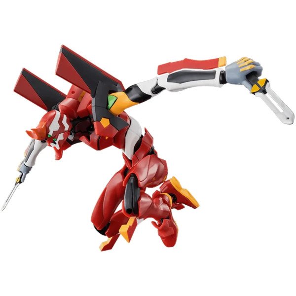 Figurine Evangelion EVA Unit 02 Blokees Legacy Edition Ultra Action Figure – pose saut avec deux couteaux.
