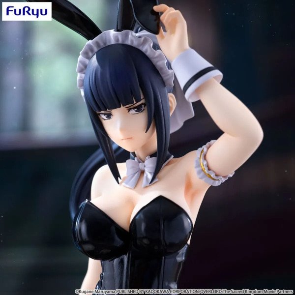 Portrait de la statuette PVC BiCute Bunnies Narberal (Overlord), gros plan sur le visage et les oreilles de lapin.