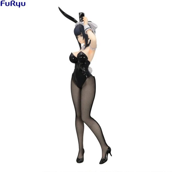 Statuette PVC BiCute Bunnies Narberal (Overlord), vue de profil face droit en costume bunny noir brillant.