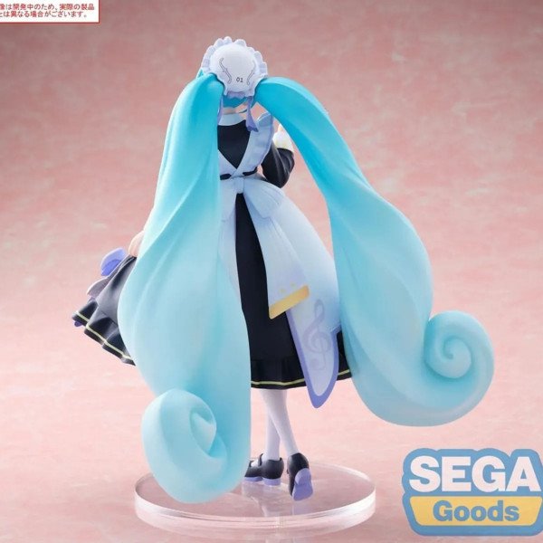 Dos de la statuette PVC Luminasta Hatsune Miku Classical Maid (Character Vocal Series 01), avec longues couettes turquoise.