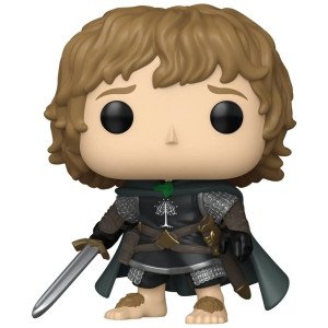 Figurine Funko POP! Movies Peregrin Took (Le Seigneur des Anneaux) en vinyle, vue de face avec épée et armure.