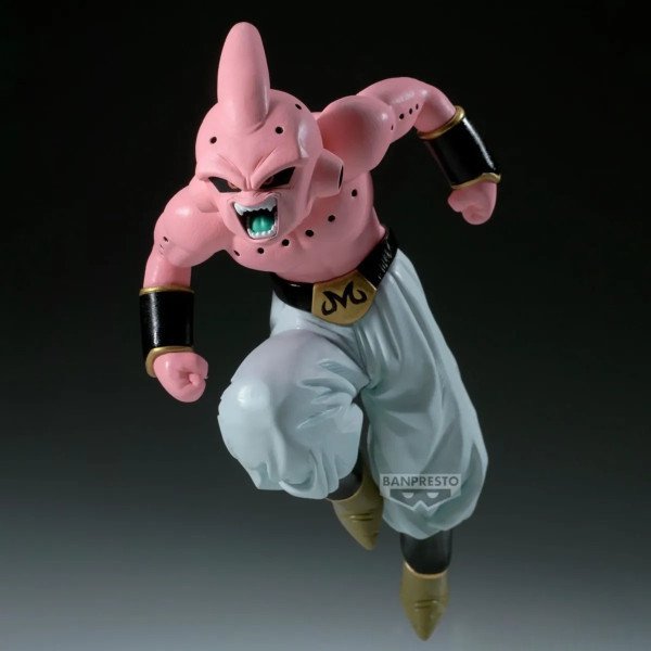 Figurine Match Makers Majin Buu Pure (Dragon Ball Z) Banpresto, vue trois-quarts gauche en attaque.