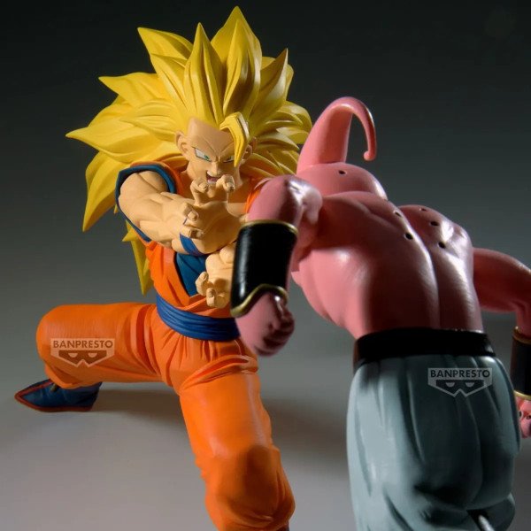 Figurine Match Makers Super Saiyan 3 Son Goku (Dragon Ball Z) Banpresto, face à Majin Buu Pure.