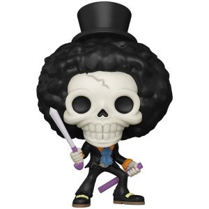Figurine vinyle POP! Animation Brook Refresh (One Piece) Funko, vue de face avec canne-épée.