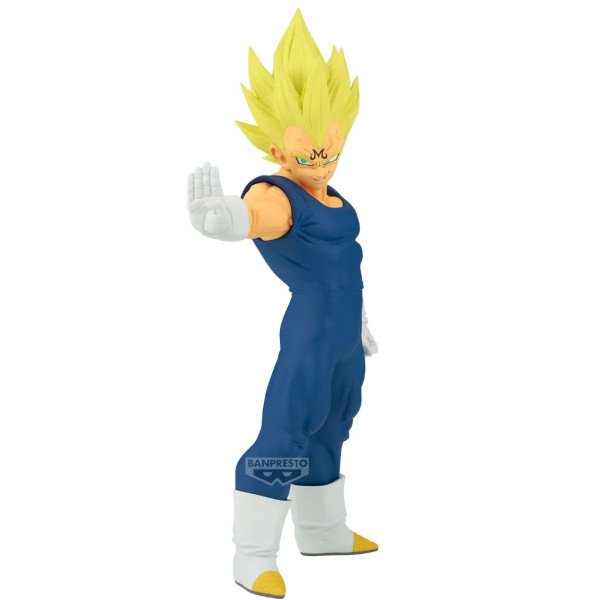 Figurine Grandista Majin Vegeta (Dragon Ball Z) Banpresto, vue trois-quarts gauche bras tendu.