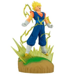 Figurine History Box Vegito (Dragon Ball) Banpresto, vue de face avec aura jaune sur fond noir. 2