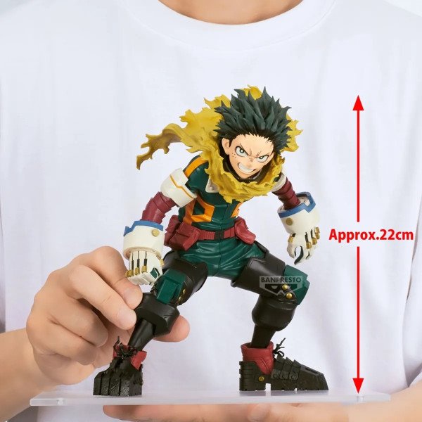 Figurine Grandista Izuku Midoriya (My Hero Academia) Banpresto, visuel d'échelle avec hauteur 22 cm.