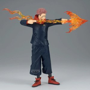 Figurine Maximatic Plus Sukuna (Jujutsu Kaisen) Banpresto, vue de face avec flamme orange. 2