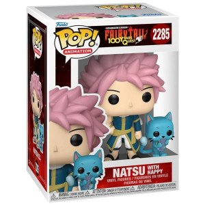 Figurine POP! Natsu avec Happy (Fairy Tail 100 Years Quest) Funko, vue de face. 2