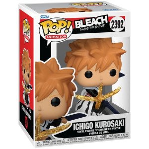 Figurine vinyl Funko POP Ichigo Kurosaki de Bleach, vue de face avec effet d’attaque et zanpakuto. 2