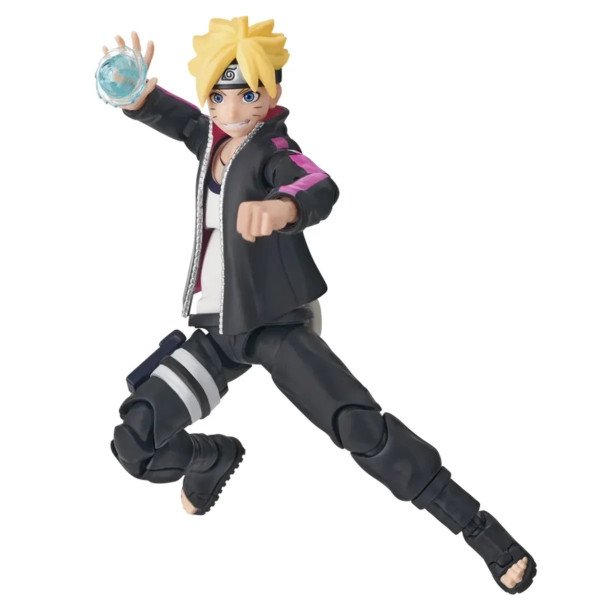 Figurine Boruto Uzumaki Champion Class de Blokees, en attaque avec Rasengan bleu.