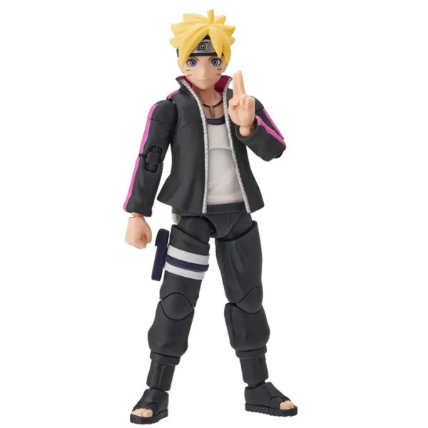 Figurine Boruto Uzumaki Champion Class de Blokees, vue debout avec geste ninja.