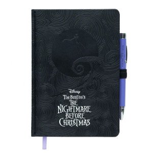 Face avant du carnet premium A5 Disney L'Étrange Noël de Mr Jack avec stylo projecteur.