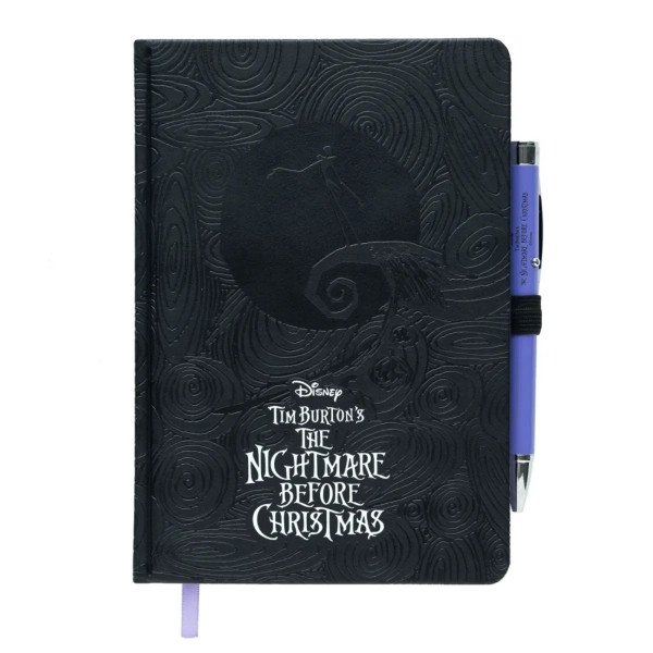 Face avant du carnet premium A5 Disney L'Étrange Noël de Mr Jack avec stylo projecteur.