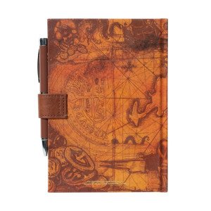 Face avant du carnet premium A5 Les Goonies carte au trésor avec stylo projecteur assorti. 2