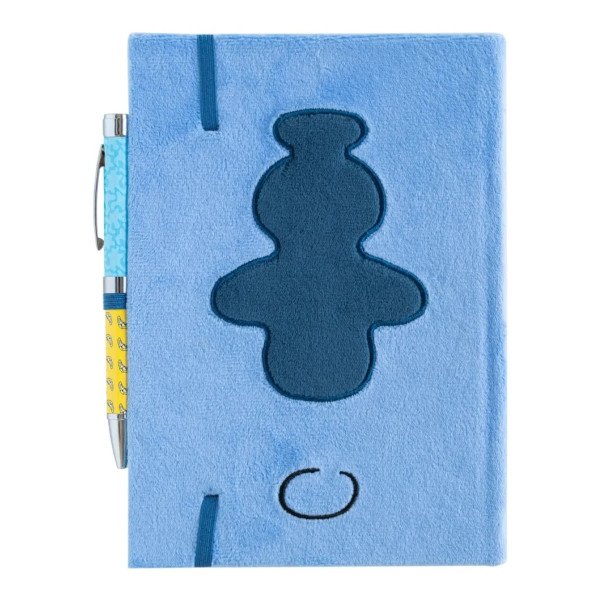 Carnet premium A5 en peluche Disney Stitch Tropical avec stylo projecteur, couverture fermée vue de face.