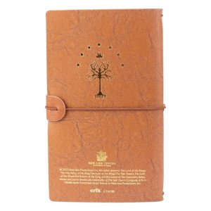 Carnet de voyage Le Seigneur des Anneaux avec visuel de l Anneau Unique doré sur couverture camel 2