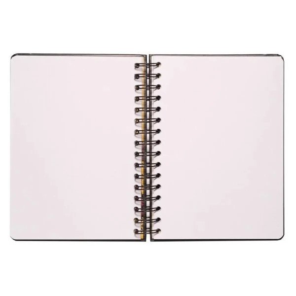 Carnet couverture rigide A5 Le Seigneur des Anneaux ouvert avec reliure spirale et pages blanches