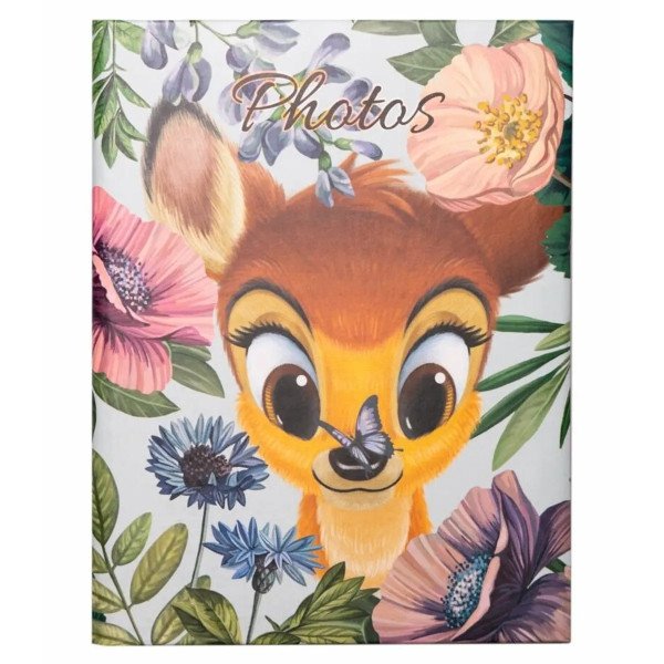 Album photo Bambi 100 pochettes 10x15 cm avec Bambi et papillon sur couverture fleurie