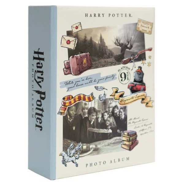 Album photo Harry Potter 100 pochettes 10x15 cm avec couverture illustrée de valise écharpe voie 9 3 4 et souvenirs de Poudlard