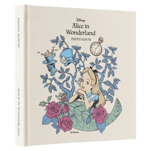 Album photo Disney Alice au Pays des Merveilles 16x16 cm avec couverture illustrée d Alice et motifs floraux