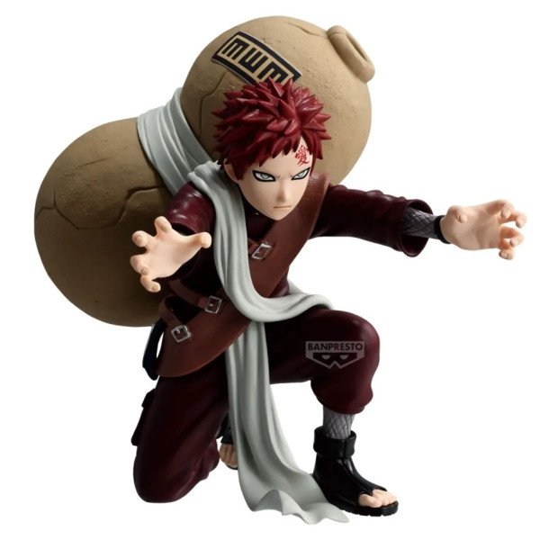 Figurine Gaara Vibration Stars de Naruto Shippuden par Banpresto vue trois quarts face en posture d attaque