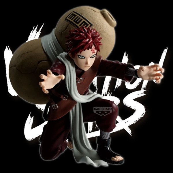 Figurine Gaara Vibration Stars de Naruto Shippuden par Banpresto sur visuel promotionnel fond noir